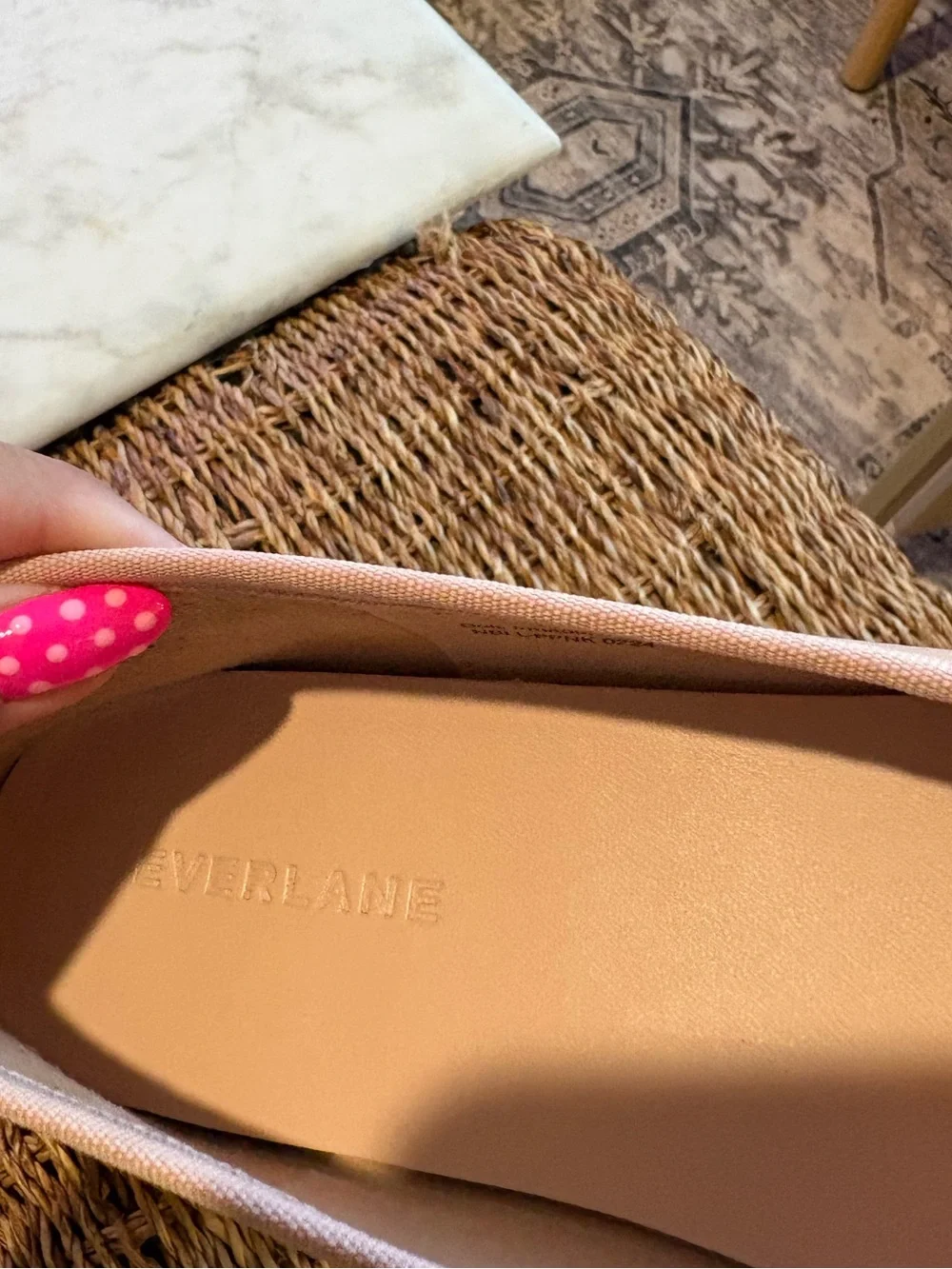 Everlane Pale Pink The Day Ballet Flats  Nappa Leather Square Toe 7.5 Blush